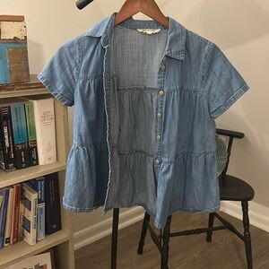 Madewell tiered denim-y shirt